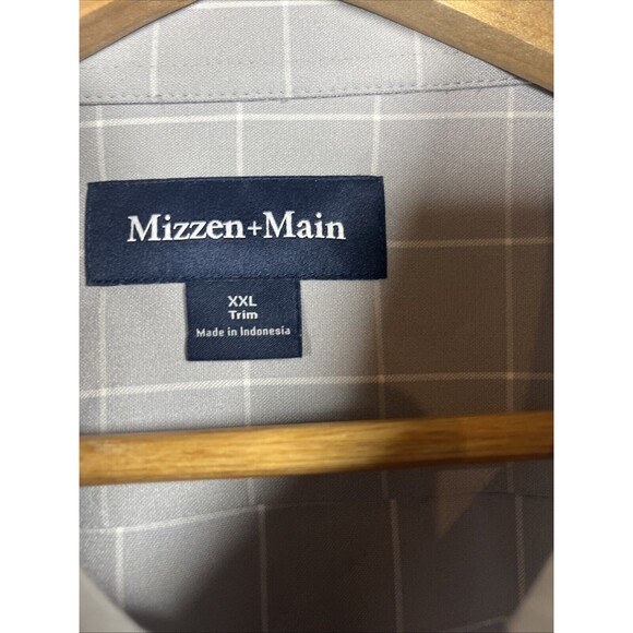Mizzen + Main Mens Large Light Gray Pastel City Flannel Trim Fit Long Sleeve XXL - Picture 3 of 5